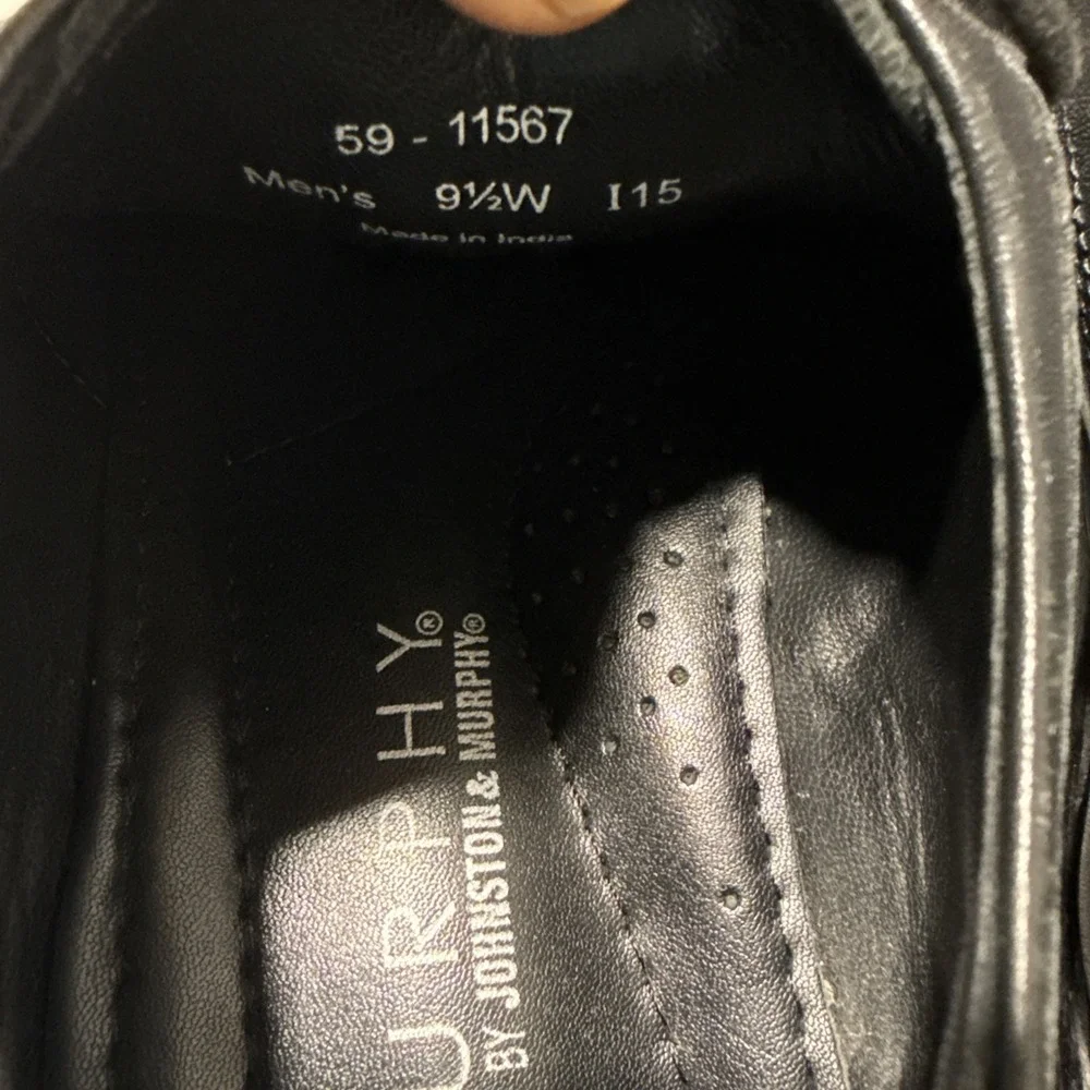 Johnston & Murphy Mens Sz US 9.5 W Cap Toe Oxford Black Leather Shoes 59 -11567